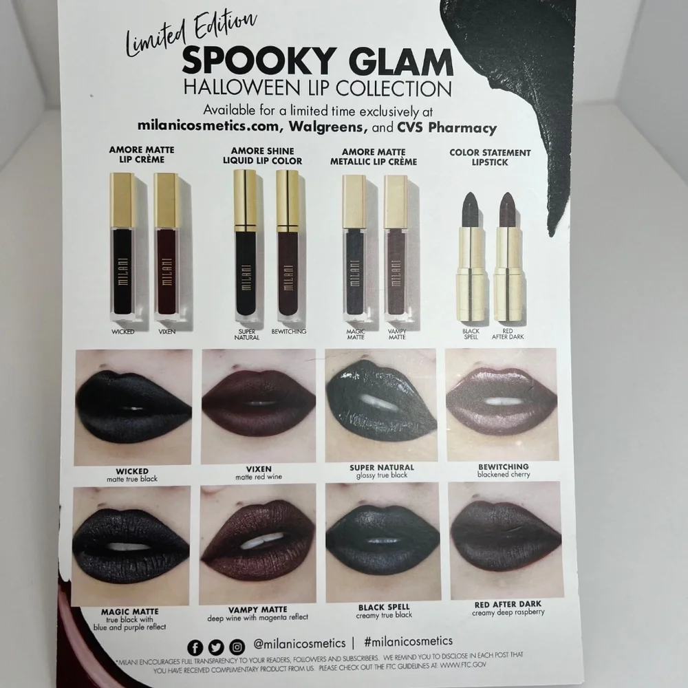 Milani Cosmetics Limited Edition Spooky Glam Lip Collection